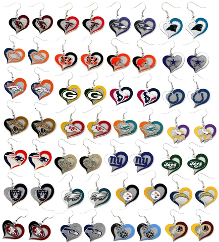 swirl heart earring dangle charm NFL PICK YOUR TEAM Cover