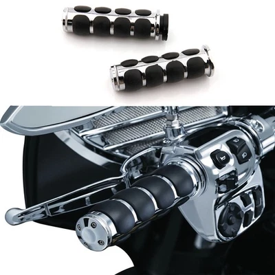 Chrome Motorcycle 1" Handlebar Hand Grips For Harley Davidson Heritage Classic A - Image 1 of 4