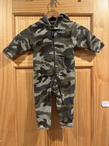 Maglione Cabela's bambino pezzo unico pile verde mimetico con cappuccio zip caldo - Foto 1 di 11