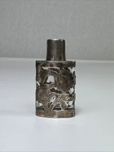 Perfume Mini Bottle Vintage 925 STERLING SILVER Overlay Mexico  - Picture 1 of 9