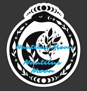 Mystische Schlange/Ouroboros und Monde mit Kräutern Aufkleber gestanzt 3" - kostenloser Versand - Bild 1 von 2