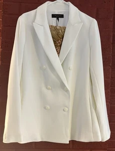 Rag & Bone Women’s White NYX Blazer Jacket Sz.12 NWT Retail $495 & Silk Scarf - Picture 1 of 22
