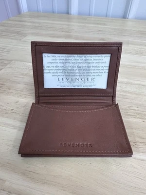 Levenger Fine Leather Card Wallet Brown Made in USA - Image 1 of 4