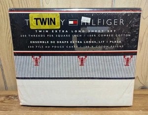 Tommy Hilfiger Lobsters w/ Stripes Twin Extra Long Sheet Set NEW - Picture 1 of 5