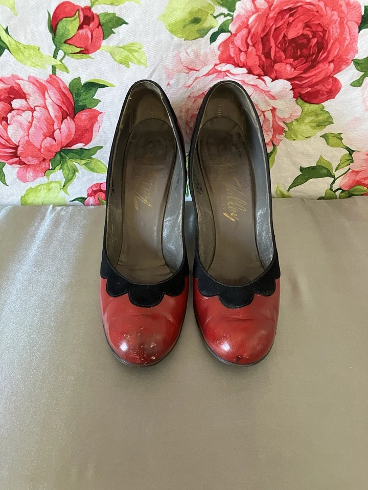 Vintage 1940’s Valley Shoes Red High Heels Size 7 Hard To Find Super Rare - Image 1 of 4