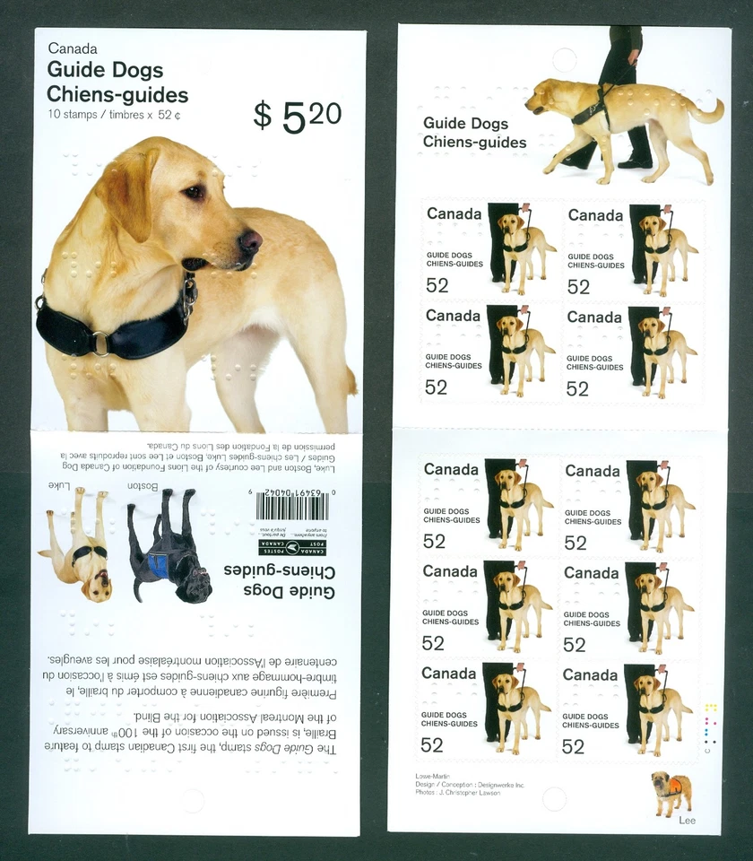 Canada. 2008  Booklet MNH. " Guide Dogs" 10 x 52 cents. Sc# 2266a - Image 1 of 1