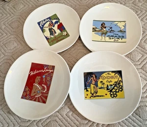 4er Set Pottery Barn ALOHA GIRLS 8" Teller Hawaii Cocktail Rezepte auf Rückseite - Bild 1 von 13
