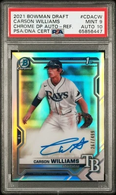 2021 Bowman Chrome 1st Bowman Auto Carson Williams /499 PSA 9 w/ a 10 Auto Grade - Image 1 of 2