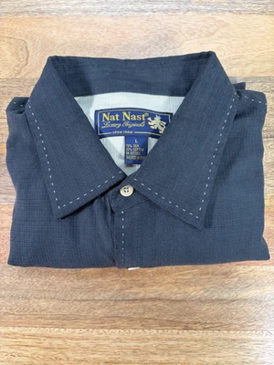 Camisa tejida de manga larga grande para hombre Nat Nast negra mezcla de seda retro de lujo Foto 1 de 4