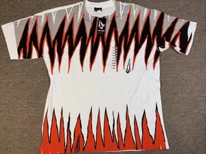 Y2K Volcom Kurzarm AOP Large Neu mit Etikett schwarz orange Skate 2330 - Bild 1 von 6