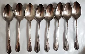 Wm A Rogers A1+ Meadowbrook Muster Dessertlöffel (8) Oneida Silberauflage 1936 - Bild 1 von 6