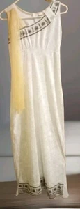 Egyptian Gown Dress Costume GIRLS 12/14 LARGE White Velvet Sleeveless Long - Picture 1 of 6
