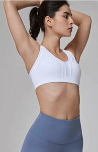 NWT Yvette Power Cross Back Padded White Running Bra High Impact Plus Size 2XL - Picture 1 of 10