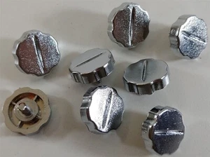 Lote de 8 perillas de repuesto de rosca de plástico cromado de 5 mm para radio Workman KN5PC OEM - Imagen 1 de 5