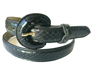 Vintage Liz Claiborne Schlangenleder Gürtel Damen schwarz Größe XS S 24-28" Schlangenschlange - Bild 1 von 12
