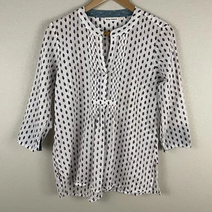 Roller Rabbit Womens S Floral Contrast Cuff Blouse - Picture 1 of 5