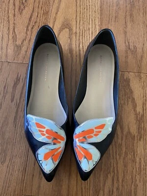 Sophia Webster Bibi Mariposa Planos Cuero Negro Punta Talla EU 37.5 Foto 1 de 4