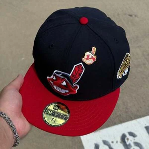 NUOVO Navy Cleveland Indian Chief Wahoo 1995 World Series vietato 59fifty New Era F - Foto 1 di 15