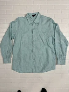 Tulliano Long Sleeve Shirt Men’s XL 100% Linen Blue Buisness/Casual/Work - Picture 1 of 11