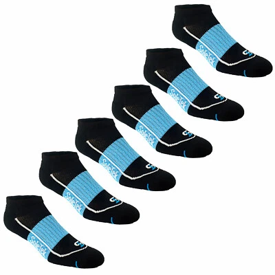 6 Pair Pack SoleTek Cool Running Lite Cushion Sock Black/Blue - Made In The USA - Image 1 of 4