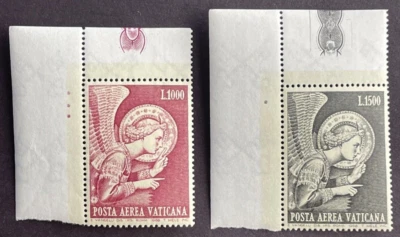 Vatican City 1968 Set of 2 MNH OG Airmail Stamps Angel Gabriel, Scott C53-54 - Image 1 of 2