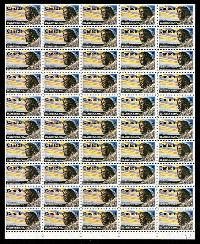 Canada Stamps — Full Pane of 50 — 1970, Henry Kelsey #512 MNH - Image 1 of 1