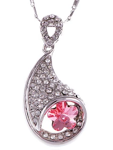 Collar de estrás Ali-Market Elementos de Cristal Tono Rosa Flor Centro de Cuchara - Imagen 1 de 5