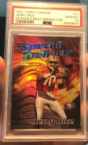 1997 Topps Chrome Jerry Rice HOF Season Best Refractor PSA 10 - Picture 1 of 6
