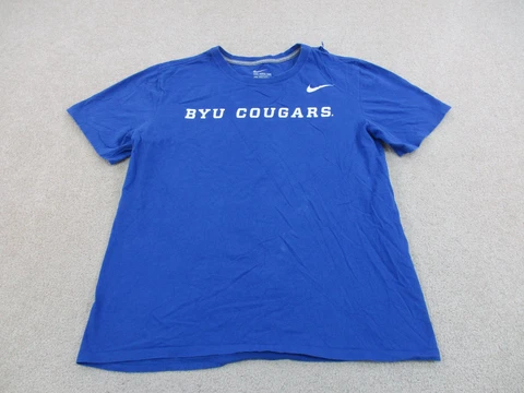BYU Cougars Shirt Adult Medium Blue White Brigham Young Nike Football Mens Cover