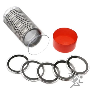 Silver & Copper Round Holder, Red Capsule Tube & 20 AirTite 39mm Black Rings - Picture 1 of 4