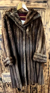 VINTAGE FULL LENGTH 44" REAL LUXURY MINK COAT FEVER FUR CO CHICAGO SIZE L - Picture 1 of 10