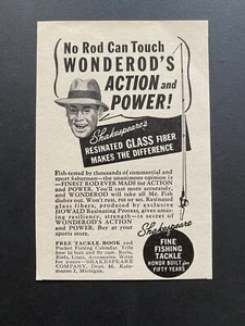Shakespeare Wonderod Fishing Pole Print Ad Vintage 1948 - Picture 1 of 2