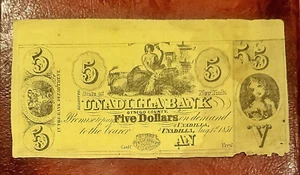 1851 UNADILLA BANK NUEVA YORK $5 ~ INUSUAL BILLETE DE PRUEBA FALSO - Imagen 1 de 4