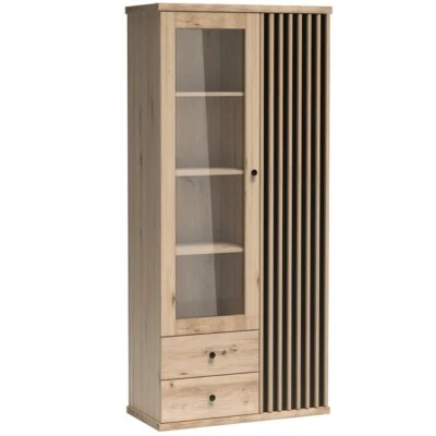 Glasvitrine CALI 02 zweitüriger Vitrinenschrank mit Schubladen und Lamellen - Bild 1 von 4