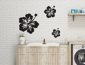 Hawaiian Flowers Hibiscus Surf Inspired Design Wall Art Decal Vinyl Sticker - Picture 1 of 5