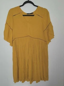 SPORTSGIRL Mustard cheesecloth mumu dress with matching under cami Sz 6 Ladies - Picture 1 of 5