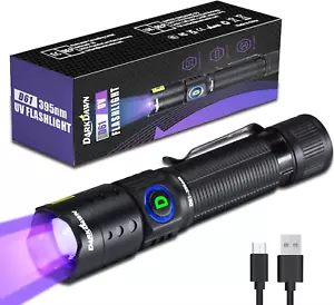 UV Flashlight 395nm Black Light Mini USB Rechargeable Ultraviolet LED Blacklight - Picture 1 of 6