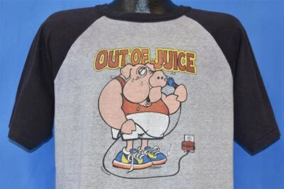 винтажный 80-х из сока свинья мультфильм смешной шутка свинья супер рубашки реглан футболка XL - Изображение 1 из 4