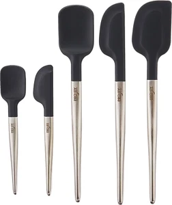 Silicone Kitchen Gadgets 5 Piece Set, Spatulas Kitchen Tools,Kitchen Hacks Black - Picture 1 of 12