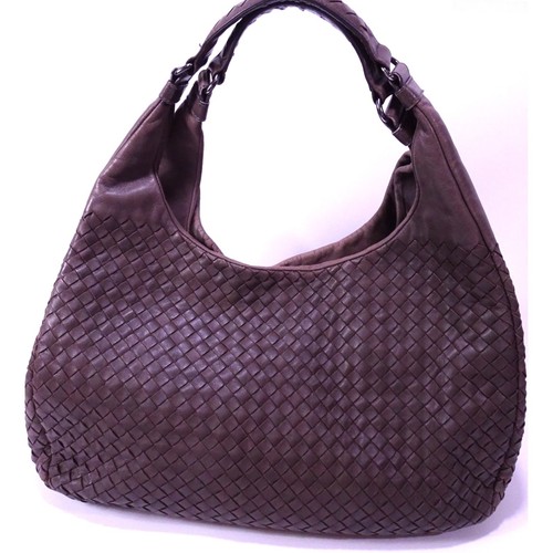 Borsa donna Bottega Veneta Intrecciata Campana tracolla hobo marrone