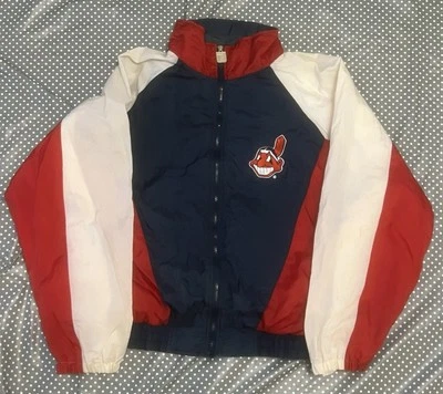 Vintage 90s Logo 7 Cleveland Indians Windbreaker Jacket - Size L - Image 1 of 4