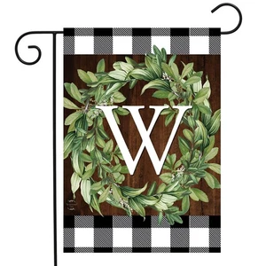 Briarwood Lane Wreath Monogram W Garden Flag - Picture 1 of 4