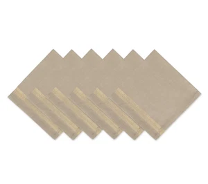 DESIGN IMPORTS GOLD STRIPE BEIGE DINNER NAPKIN CHRISTMAS 20" 6 PCS COTTON NEW - Picture 1 of 9
