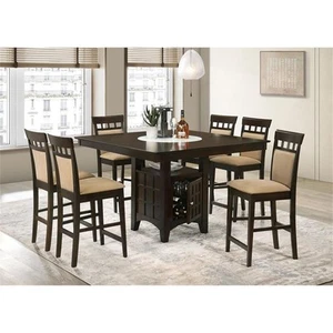 Coaster Gabriel 7-Piece Wood Counter Height Dining Set in Cappuccino and Beige - Picture 1 of 10