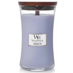 WoodWick Lavender Spa Large Hourglass Jar Candle Wooden Wick Soothing 21.5oz NEW - Picture 1 of 9