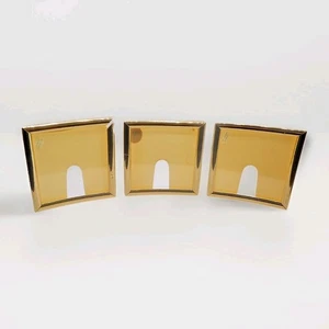 Vintage Triple Lucite 3" x 3" Picture Frame Gold Tone Borders - Picture 1 of 4