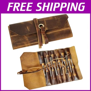 Vielseitige Werkzeugrolltasche | Hochwertiges braunes Leder - Bild 1 von 9