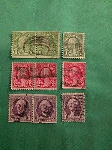 Estampillas de Estados Unidos Franklin 1c Washington 2 y 3c Par NH Perforadas Lote de 6 Coleccionables - Imagen 1 de 7
