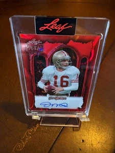 2025 LEAF METAL HALLOWEEN JOE MONTANA ENCASED RED AUTO AUTOGRAPH CARD #D 5/13 - Picture 1 of 2
