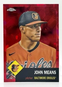 2022 Topps cromo platino rojo refractor atómico #392 John Means 77/100 Orioles - Imagen 1 de 2